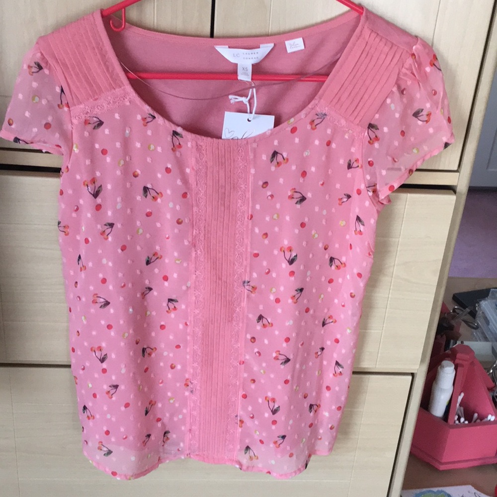 LC Lauren Conrad peasant top Cherry